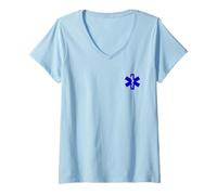 Mujer ESTRELLA DE LA VIDA VARILLA DE ASCLEPIO EMT EMS PARAMEDIC MEDIC Camiseta Cuello V