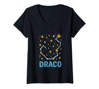 Mujer Estrellas Constelación Draco Retro Astronomía Unisex Galaxy Camiseta Cuello V