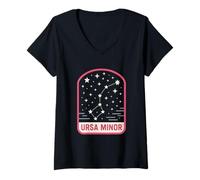 Mujer Estrellas Constelación Ursa Menor Astronomía Vintage Misterioso Camiseta Cuello V
