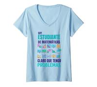 Mujer Estudiante Matemáticas Humor Problemas Divertido Camiseta Cuello V