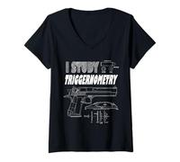 Mujer Estudio Triggernometría - Derechos Americanos de Armas 2da Enmienda Camiseta Cuello V