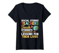 Mujer Estudios Sociales Lecciones Profesores Estudios Sociales Profesor Camiseta Cuello V