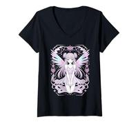Mujer Ethereal Fairy Wings Pastel Goth Fantasía Halloween E Girl Camiseta Cuello V
