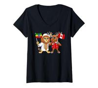Mujer etíopes Canadiense Bandera de Etiopía y Canadá Raíces Camiseta Cuello V