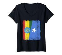 Mujer Etiopía Somalia Media Bandera Orgullo etíope Somalí Camiseta Cuello V