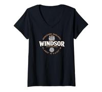 Mujer Etiqueta de coordenadas de Windsor Berkshire Inglaterra 2C Camiseta Cuello V