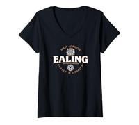 Mujer Etiqueta de coordenadas Ealing West London England 2C Camiseta Cuello V