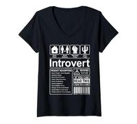 Mujer Etiqueta introvertida Gracioso Antisocial Solitario Socialmente incómodo Camiseta Cuello V