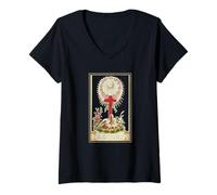 Mujer Eucaristía Cruz Antigua Cristiana Católica Pelícano Camiseta Cuello V