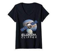Mujer Europa Clipper Exploración Espacial Júpiter Luna Cubierta de Hielo Camiseta Cuello V