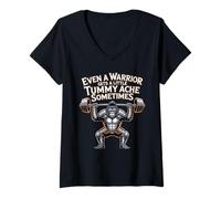 Mujer Even A Warrior Gets A Little Tummy Ache Sometimes - Camiseta Cuello V