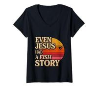 Mujer Even Jesus Had A Fish Story Pescador de fe |- Camiseta Cuello V