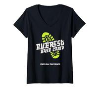 Mujer Everest Base Camp Trek Boot Nepal Deja Solo Huellas Camiseta Cuello V