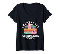 Mujer Everglades National Park Florida Spoonbill Observación de aves Camiseta Cuello V