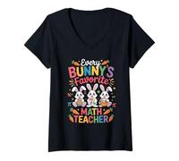 Mujer Every Bunny Favorite Math Teacher Cute Easter Bunny Math Camiseta Cuello V