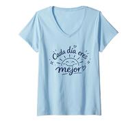 Mujer Every Day You Shine Brighter Cita edificante Positiva Camiseta Cuello V
