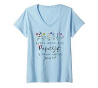 Mujer Every Good is from Above Bible God Quote James 1:17 Camiseta Cuello V
