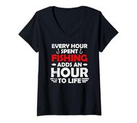 Mujer EVERY HOUR SPENT FISHING ADDS AN HOUR TO LIFE Camiseta Cuello V