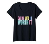 Mujer Every Life Is Worth It Emotional Wellness Health Awareness Camiseta Cuello V