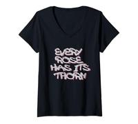 Mujer Every Rose Has Its Thorn Graffiti Design Camiseta Cuello V