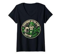 Mujer Everybody In The Pub Gettin' Tipsy St Patricks Day Skeleton Camiseta Cuello V