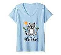 Mujer Everyday Is Trash Day Mapache Peace Sign Vibes Camiseta Cuello V