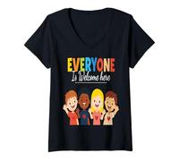 Mujer Everyone Is Welcome Here - Diseño Positivo para la Diversidad Camiseta Cuello V