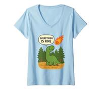 Mujer Everything Is Fine Dino Camiseta Cuello V
