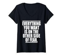 Mujer Everything You Want Is On The Other Side of Fear Camiseta Cuello V