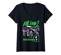Mujer Evil Dead 2 Dead by Dawn Neon Collage Horror Movie Camiseta Cuello V