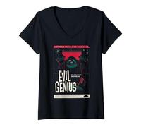 Mujer Evil Genius Retro World Domination Sim Videojuego Camiseta Cuello V