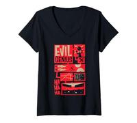 Mujer Evil Genius The World Domination Juego de simulación Retro Camiseta Cuello V