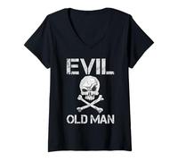 Mujer Evil Old Man Der böse Alte Mann Totenkopf Camiseta Cuello V