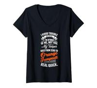 Mujer Evito Problemas Porque Tengo Miedo de mí, no a ti, Humor Divertido Camiseta Cuello V