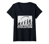 Mujer Evolución a arqueólogo Silueta de arqueología Camiseta Cuello V