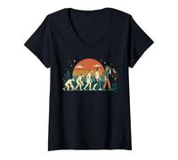 Mujer Evolución a la Silueta de observación de Aves Camiseta Cuello V