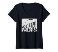 Mujer Evolución a la Silueta de Senderismo Camiseta Cuello V