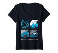 Mujer Evolución de los Pitufos de Papel a metaverso Pitufos Película Camiseta Cuello V