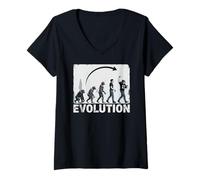 Mujer Evolución del fútbol Americano Humano Quaterback Camiseta Cuello V