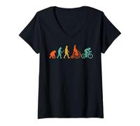 Mujer Evolución del Hombre a Ciclista Funny World Bike Day Cycling Camiseta Cuello V