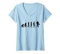 Mujer Evolución el Desarrollo del Hombre en un Pescador Camiseta Cuello V