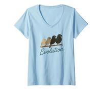 Mujer Evolución - Pinzones en Sombras de Darwin Camiseta Cuello V