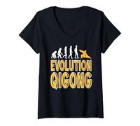 Mujer Evolución Qigong Movimiento Consciente Cuerpo Camiseta Cuello V