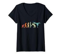 Mujer Evolución Wushu Kárate Ju-Jutsu Kung-Fu Vintage Capoeira Camiseta Cuello V