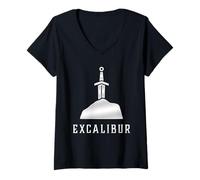 Mujer Excalibur La Espada Legendaria en la Piedra del Rey Arturo Camiseta Cuello V