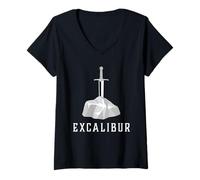 Mujer Excalibur La Espada Legendaria en la Piedra del Rey Arturo Camiseta Cuello V