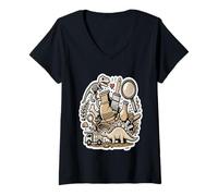 Mujer Excavación Dinosaurio Fósil Arte Camiseta Cuello V