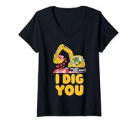 Mujer Excavadora Divertida I Dig You Valentine para Hombre, construcción, Amor Camiseta Cuello V