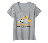 Mujer Excavator Women's Construction Fun Matching Family - Grandma Camiseta Cuello V