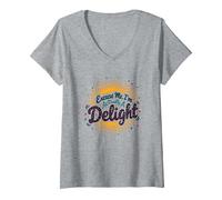 Mujer Excuse Me, I'm Actually A Delight - Cita ingeniosa de Sunburst Camiseta Cuello V, Gris Jaspeado, XXL